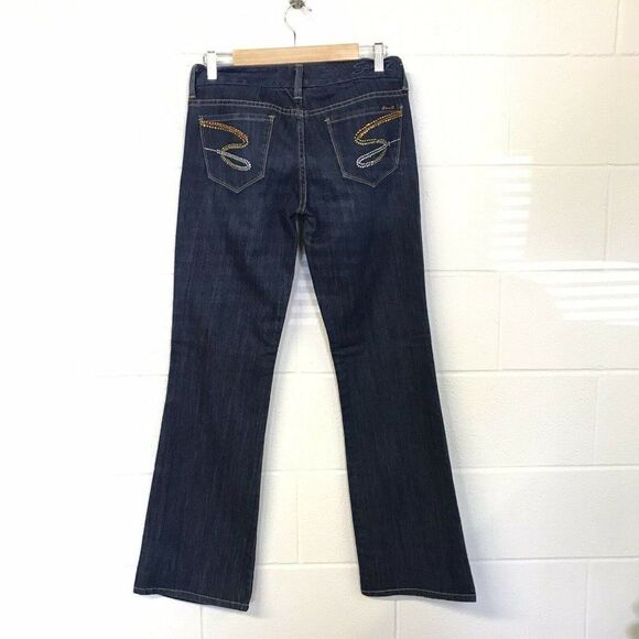 Seven7 Jeans Women's Bootcut Dark Wash Low Rise Jeweled Pocket Sz 28 See Sizing - Picture 7 of 11